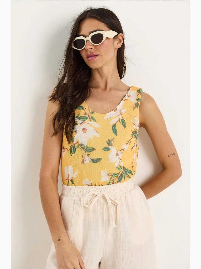 Top camisola floral em algodão-lycra lucci Âmbar - Kiabi