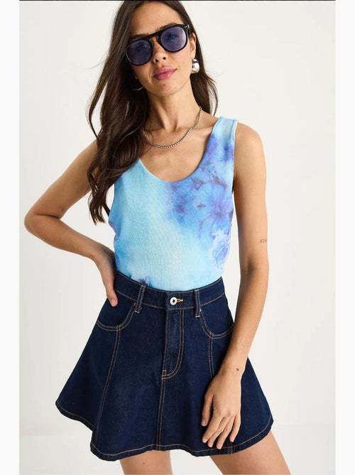 Top camisola floral em algodão-lycra lucci - Kiabi Top camisola floral em algodão-lycra lucci - Kiabi