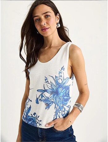 Top camisola floral em algodão-lycra lucci