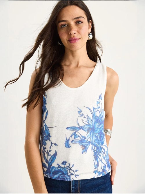 Top camisola floral em algodão-lycra lucci - Kiabi Top camisola floral em algodão-lycra lucci - Kiabi
