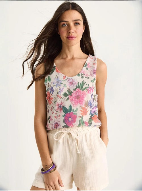 Top camisola floral em algodão-lycra lucci - Kiabi Top camisola floral em algodão-lycra lucci - Kiabi