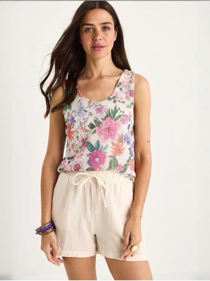 Top camisola floral em algodão-lycra lucci Rosa - Kiabi