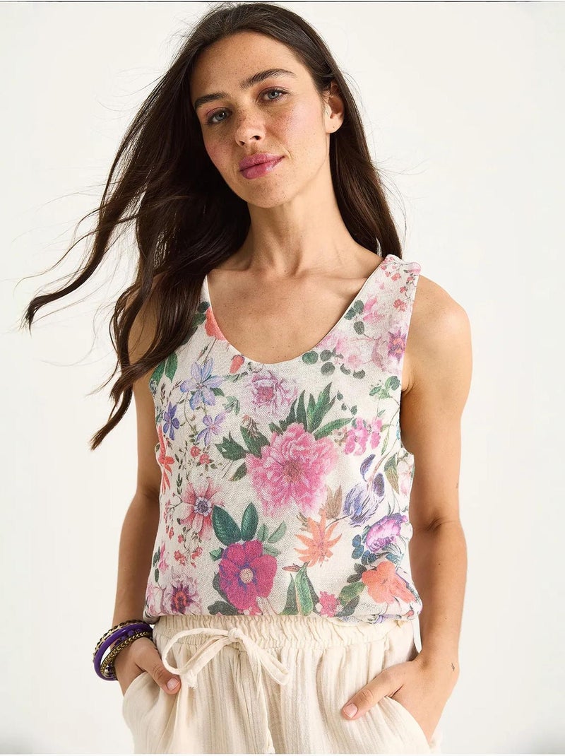 Top camisola floral em algodão-lycra lucci Rosa - Kiabi
