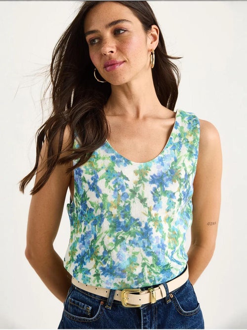 Top camisola floral em algodão-lycra lucci - Kiabi Top camisola floral em algodão-lycra lucci - Kiabi