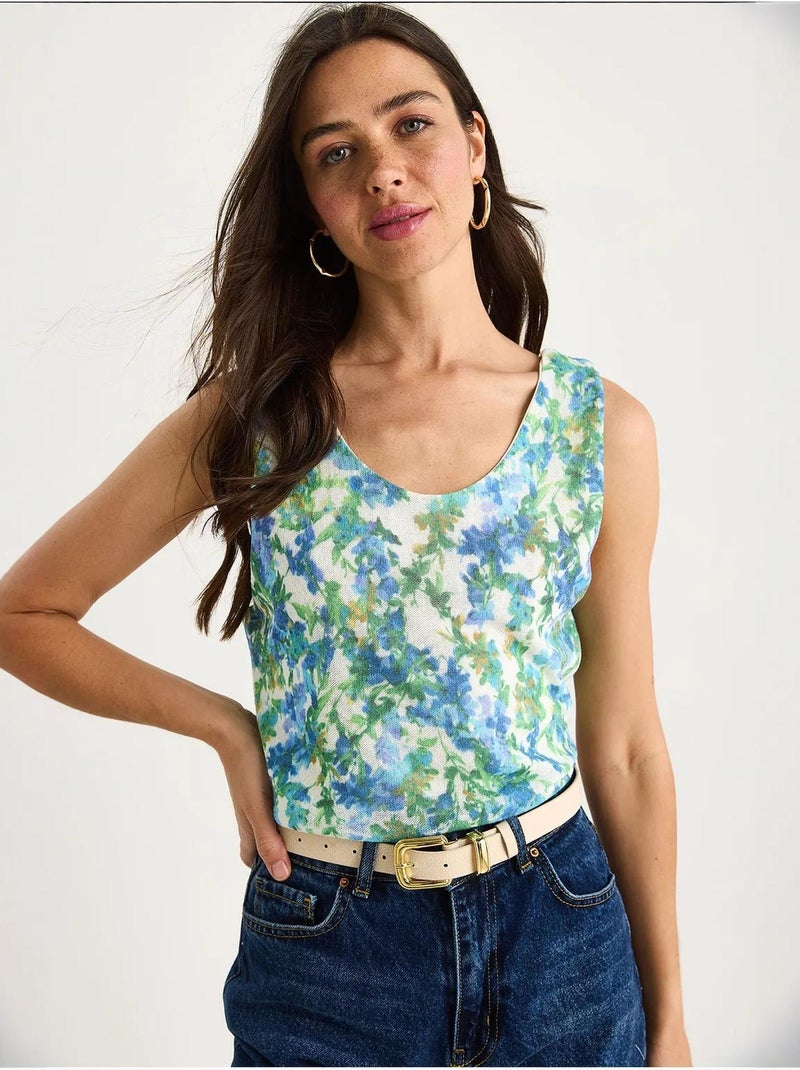 Top camisola floral em algodão-lycra lucci Verde - Kiabi