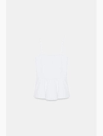 Top camisola justo com decote quadrado e folhos dilvin