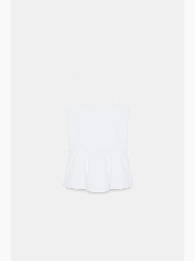 Top camisola justo com decote quadrado e folhos dilvin Branco - Kiabi
