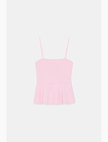 Top camisola justo com decote quadrado e folhos dilvin