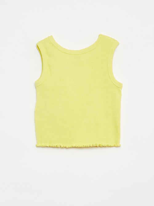 Top canelado bordado - Kiabi