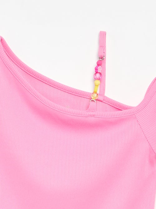 Top canelado com gola assimétrica - Kiabi