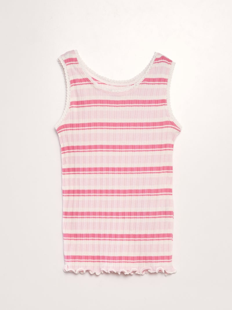Top canelado com riscas BRANCO - Kiabi