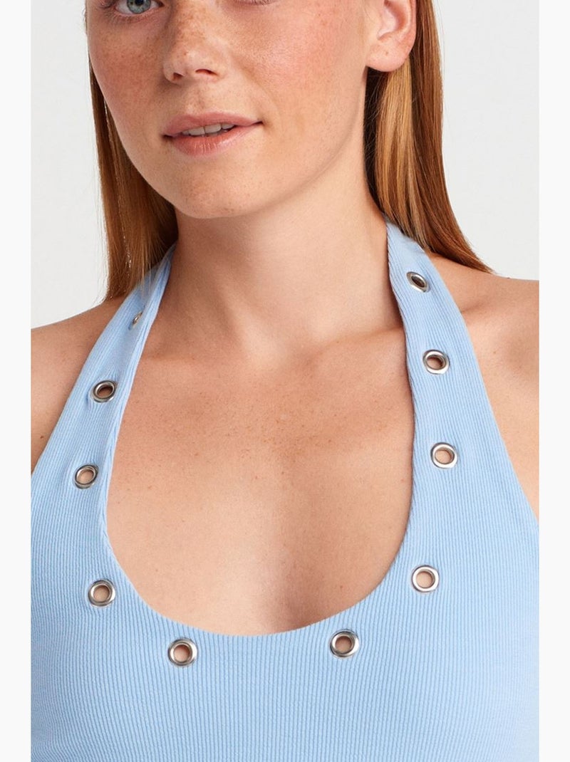 Top canelado gola halter detalhe strass dilvin Azul-céu - Kiabi