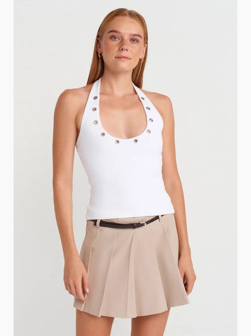 Top canelado gola halter detalhe strass dilvin - Kiabi Top canelado gola halter detalhe strass dilvin - Kiabi