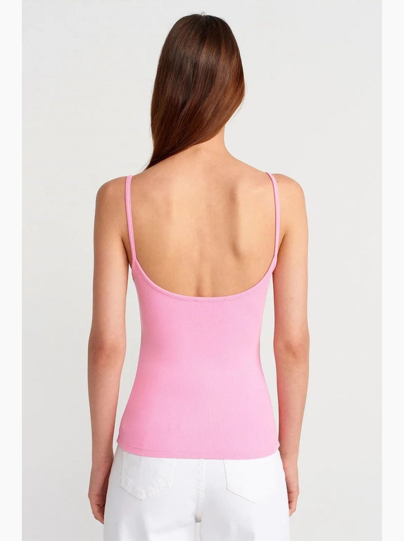 Top canelado justo dilvin Rosa-fluo/Solinotes - Kiabi