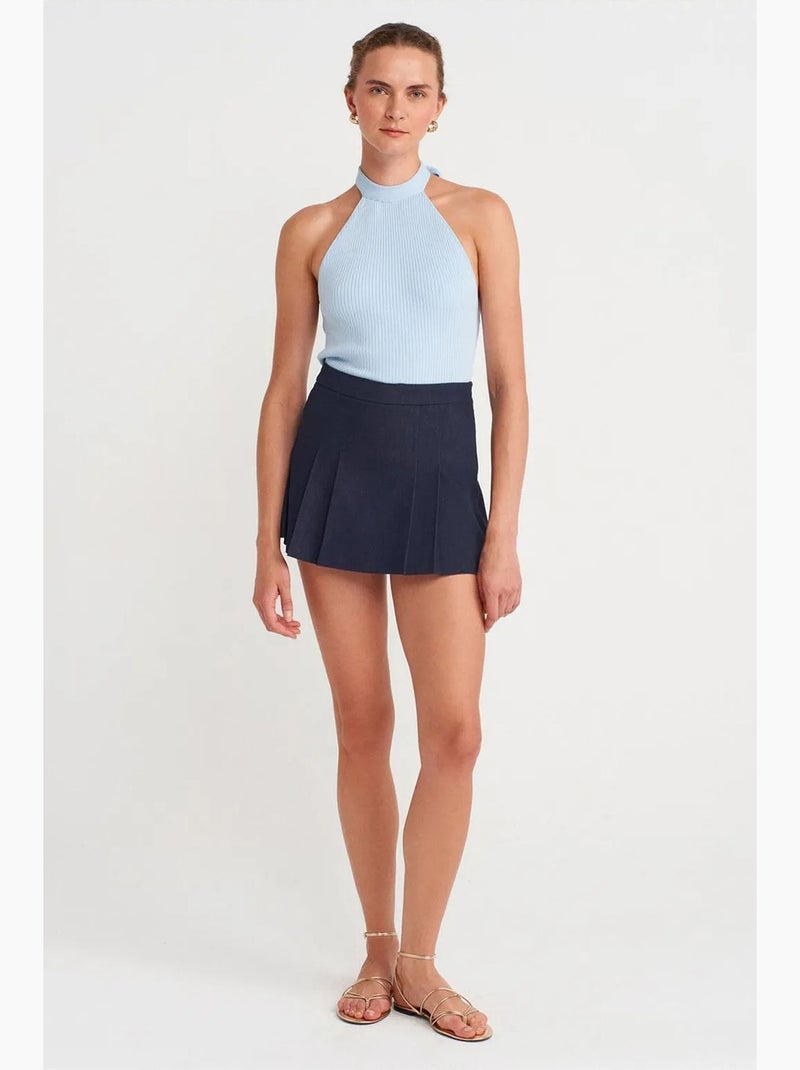 Top canelado justo gola halter dilvin Azul-céu - Kiabi