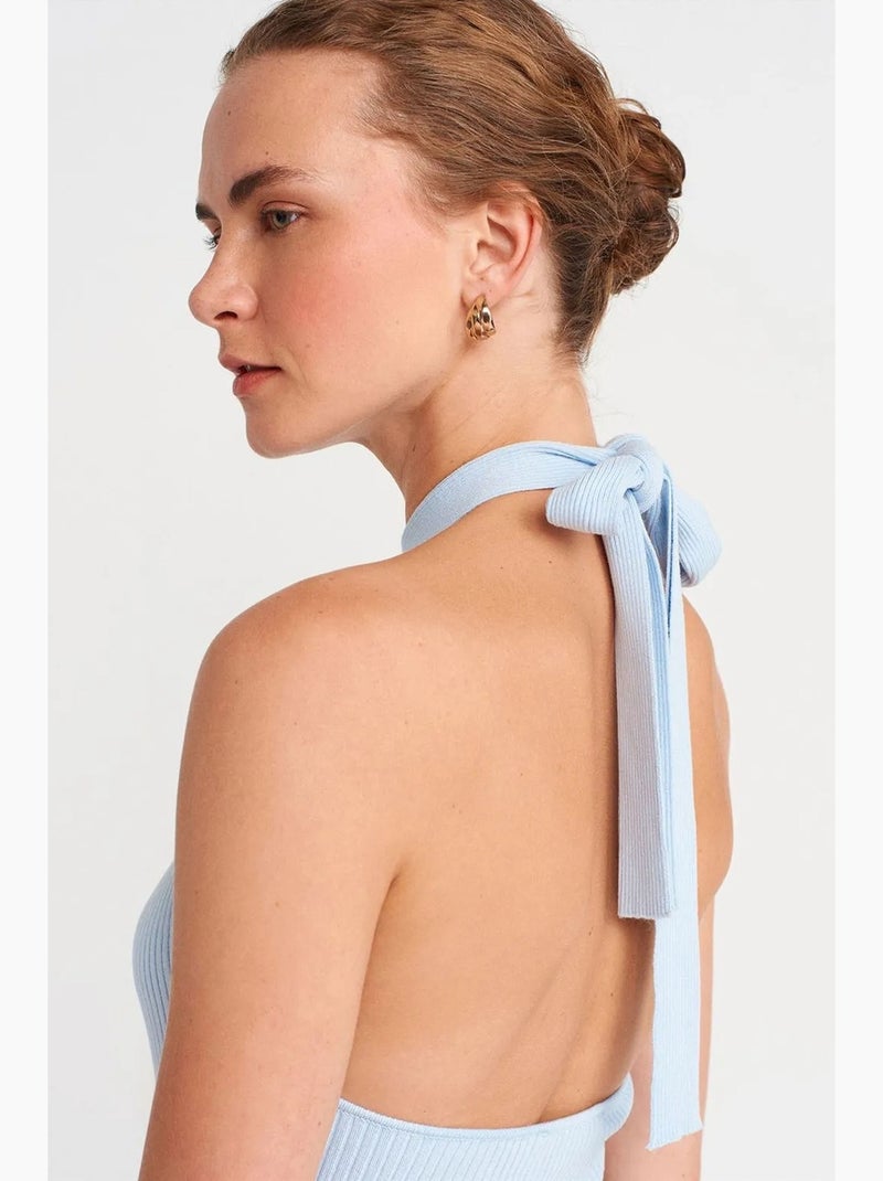 Top canelado justo gola halter dilvin Azul-céu - Kiabi