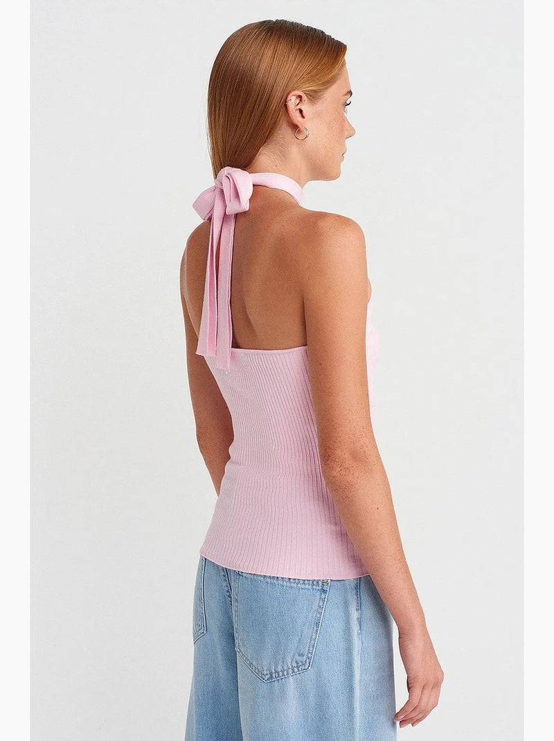 Top canelado justo gola halter dilvin Rosa doce - Kiabi