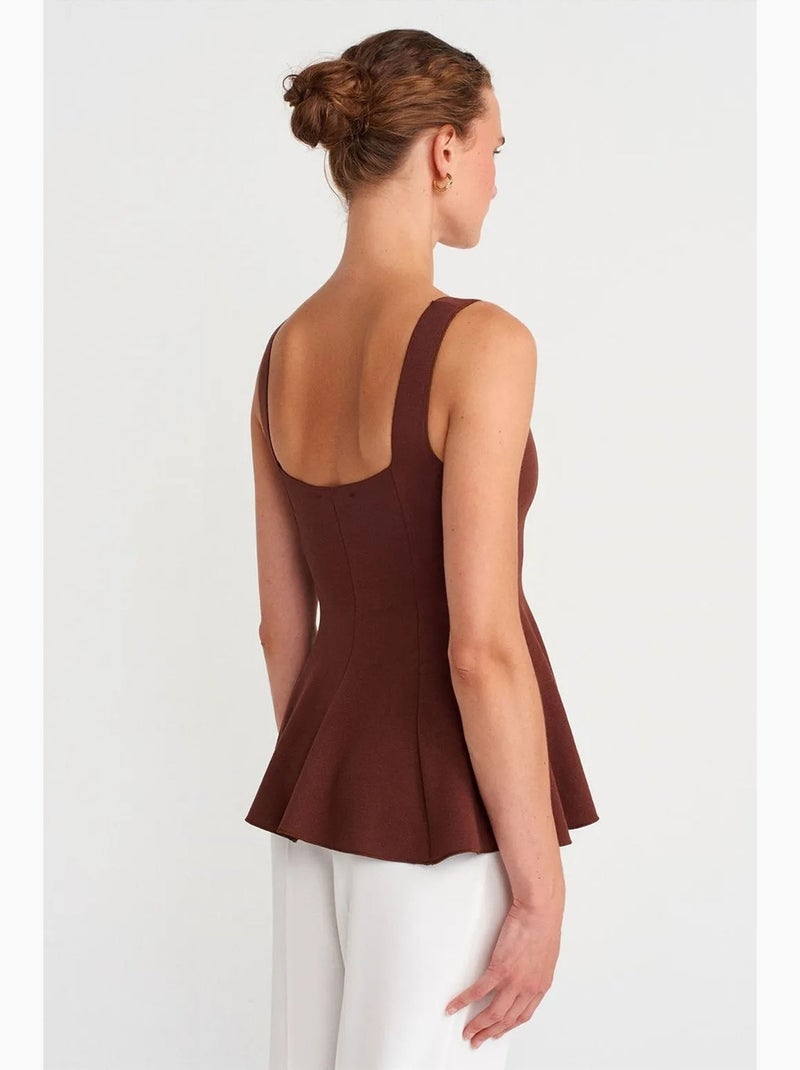 Top canelado peplum dilvin Vermelho bordô - Kiabi