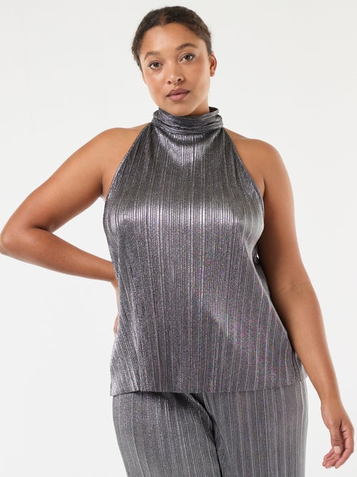 Top cava americana em malha plissada - Kiabi