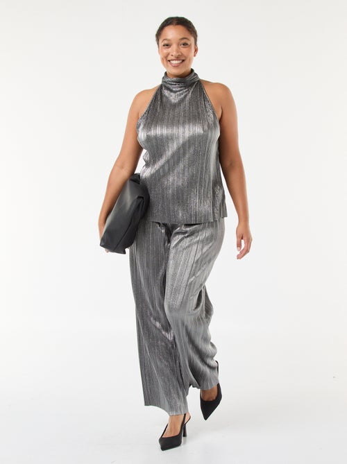 Top cava americana em malha plissada - Kiabi