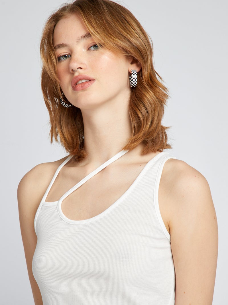 Top com alças assimétricas Branco - Kiabi