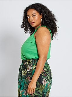 Top com alças com frufrus - Kiabi