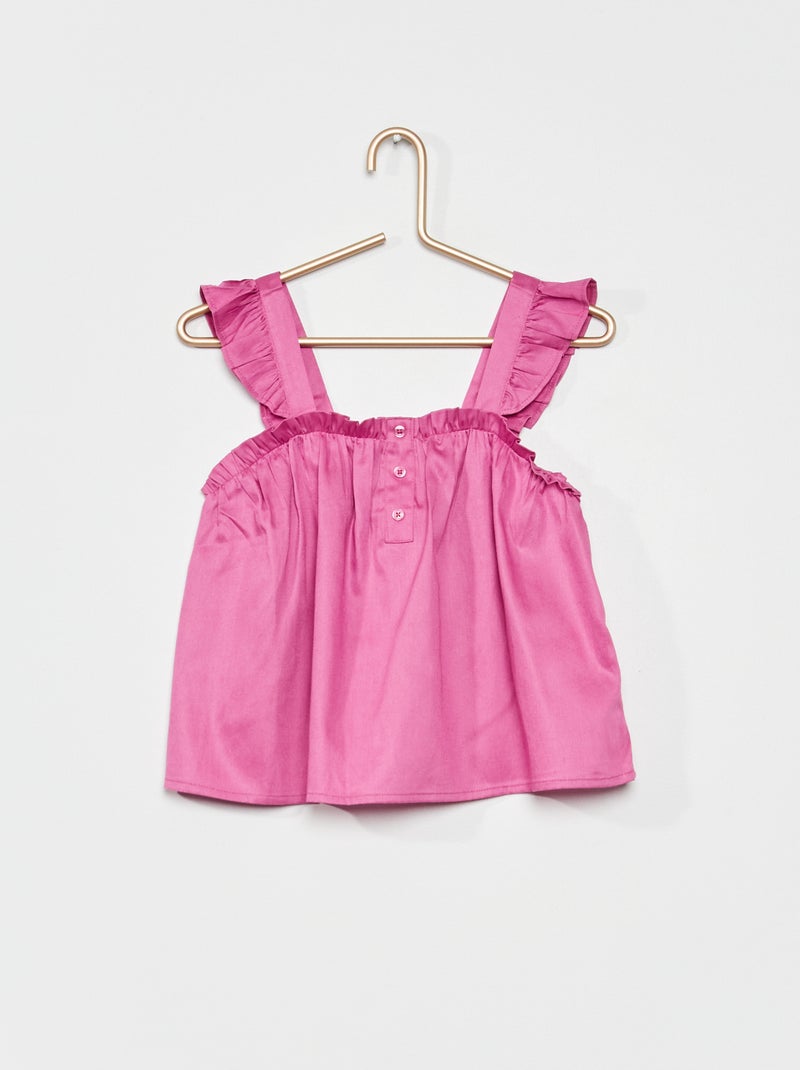 Top com alças em liocel Violeta Rosa - Kiabi
