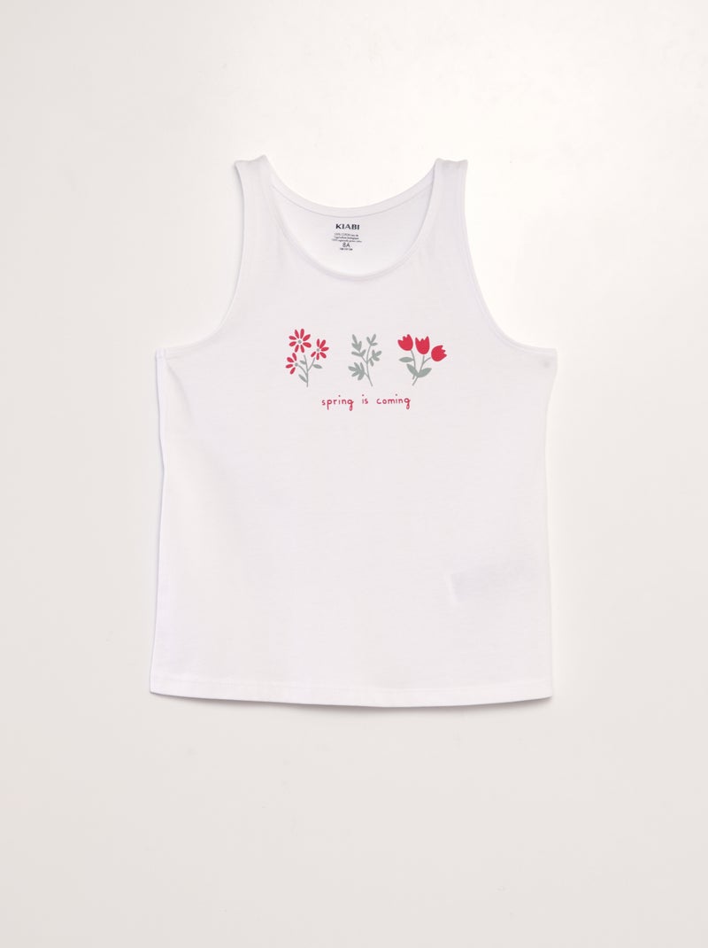 Top com alças estampado com costas de nadador BRANCO - Kiabi