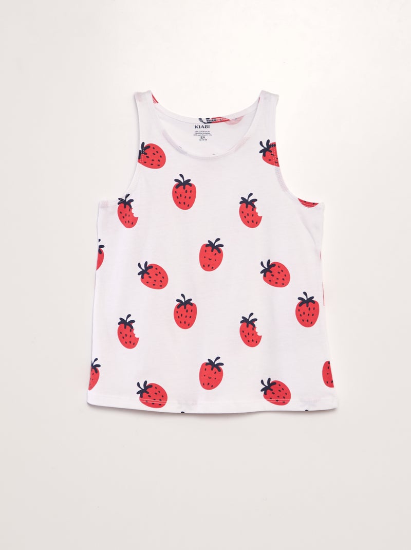Top com alças estampado com costas de nadador BRANCO - Kiabi