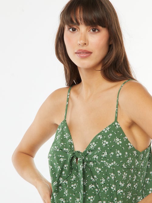 Top com alças estampado com laço - Kiabi