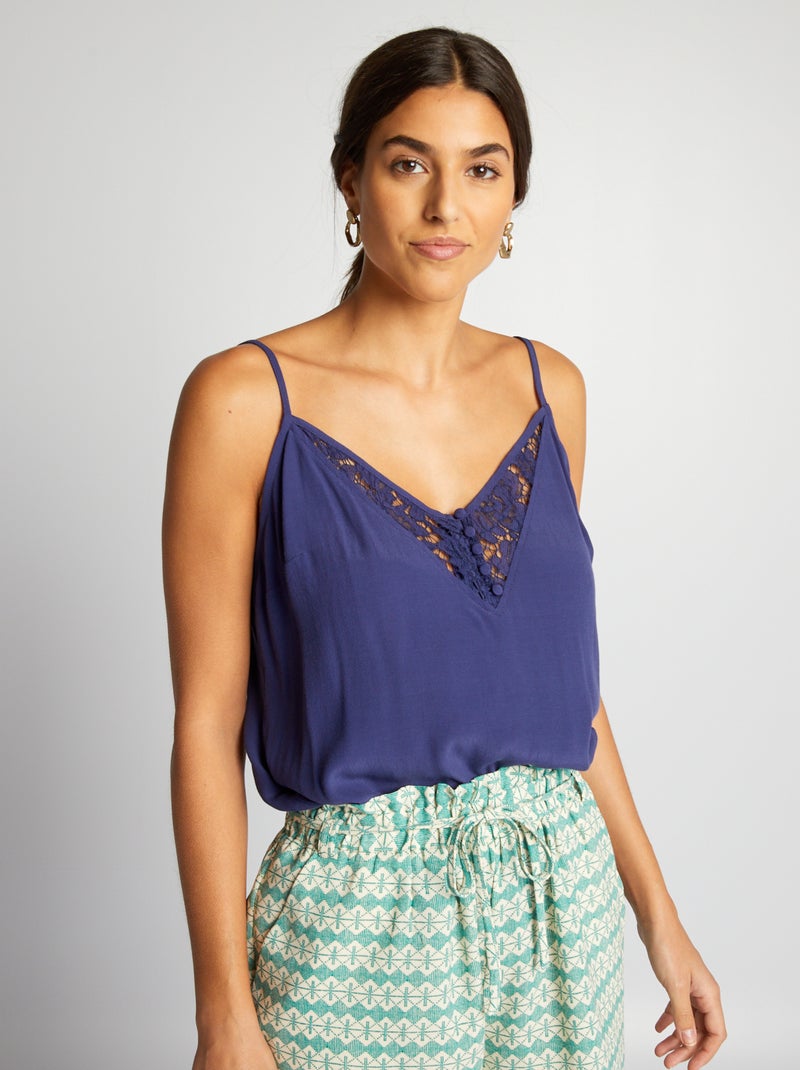 Top com alças finas AZUL - Kiabi