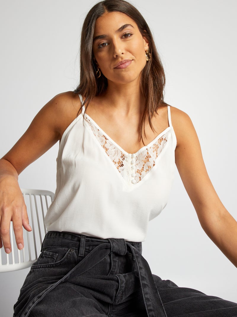 Top com alças finas BRANCO - Kiabi