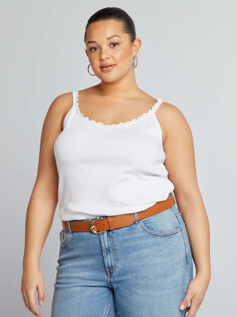 Top com alças finas Branco - Kiabi