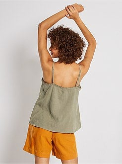 Top com alças finas com franzidos - Kiabi