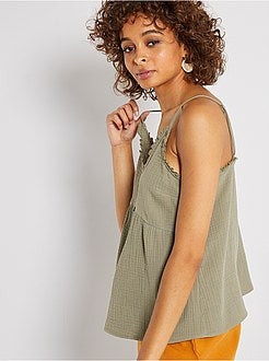 Top com alças finas com franzidos - Kiabi