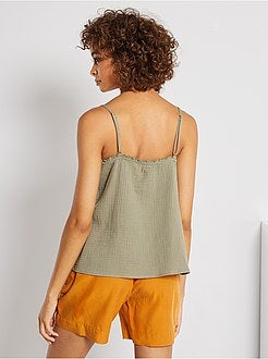 Top com alças finas com franzidos - Kiabi