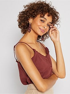 Top com alças finas com franzidos - Kiabi