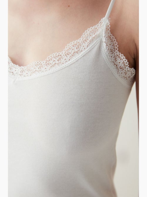 Top com alças finas e detalhe em renda penti - Kiabi Top com alças finas e detalhe em renda penti - Kiabi