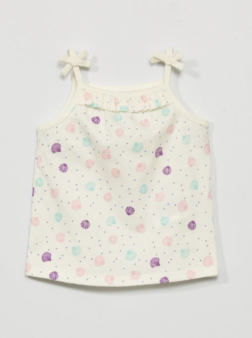 Top com alças finas e estampado 'conchas' - Kiabi