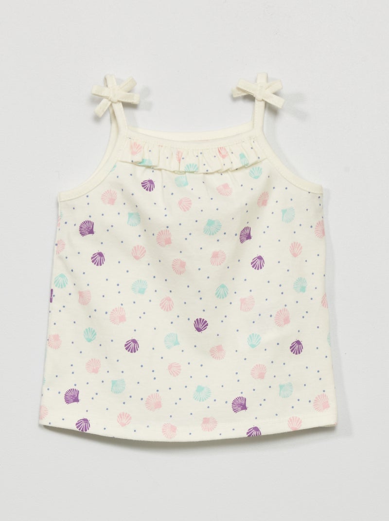 Top com alças finas e estampado 'conchas' BRANCO - Kiabi