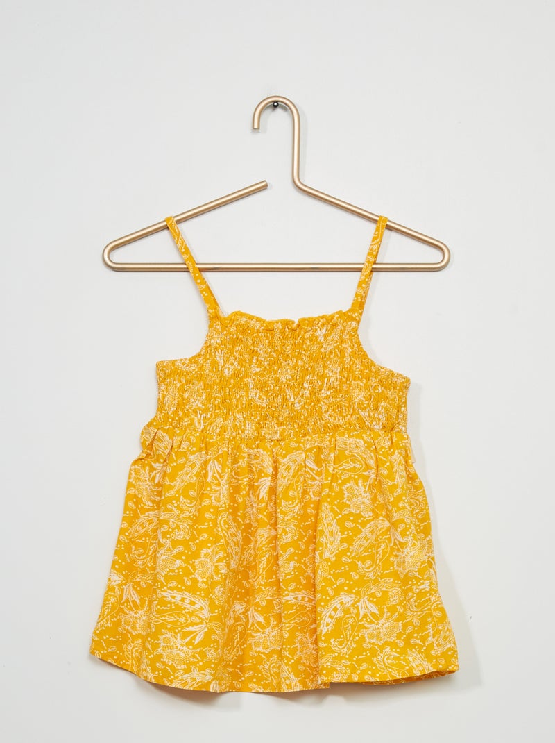 Top com alças finas e estampado 'flores' AMARELO - Kiabi