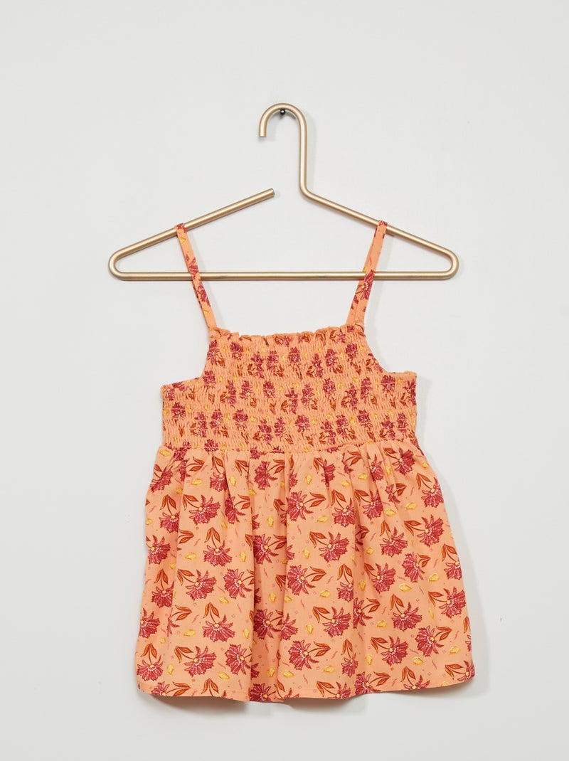 Top com alças finas e estampado 'flores' LARANJA - Kiabi