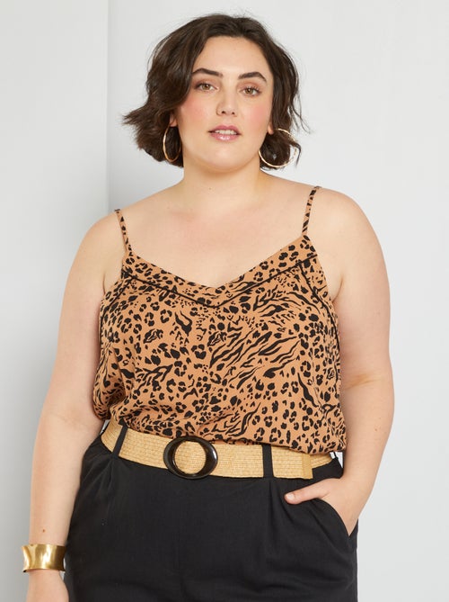 Top com alças finas e estampado leopardo - Kiabi