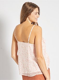 Top com alças finas e folho - Kiabi