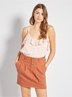 Top com alças finas e folho - Kiabi