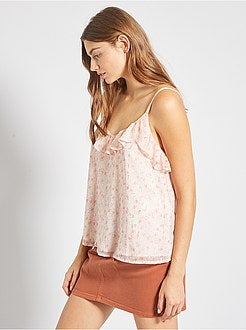 Top com alças finas e folho - Kiabi