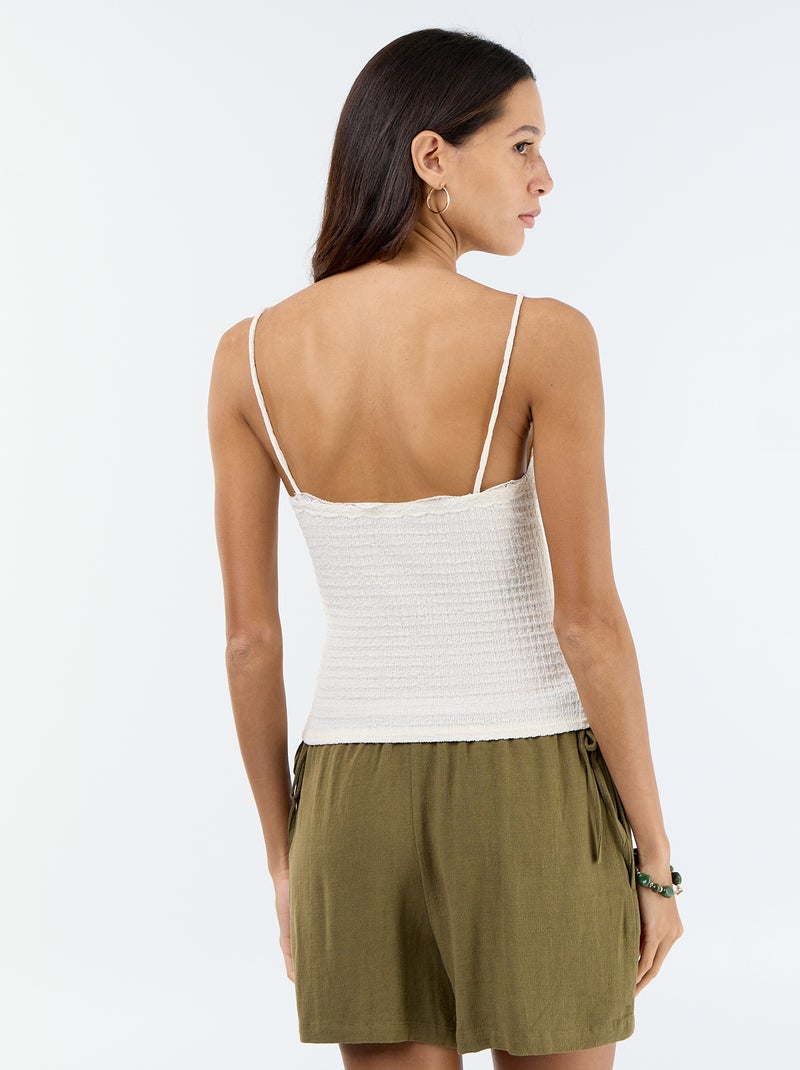 Top com alças finas e renda Branco - Kiabi