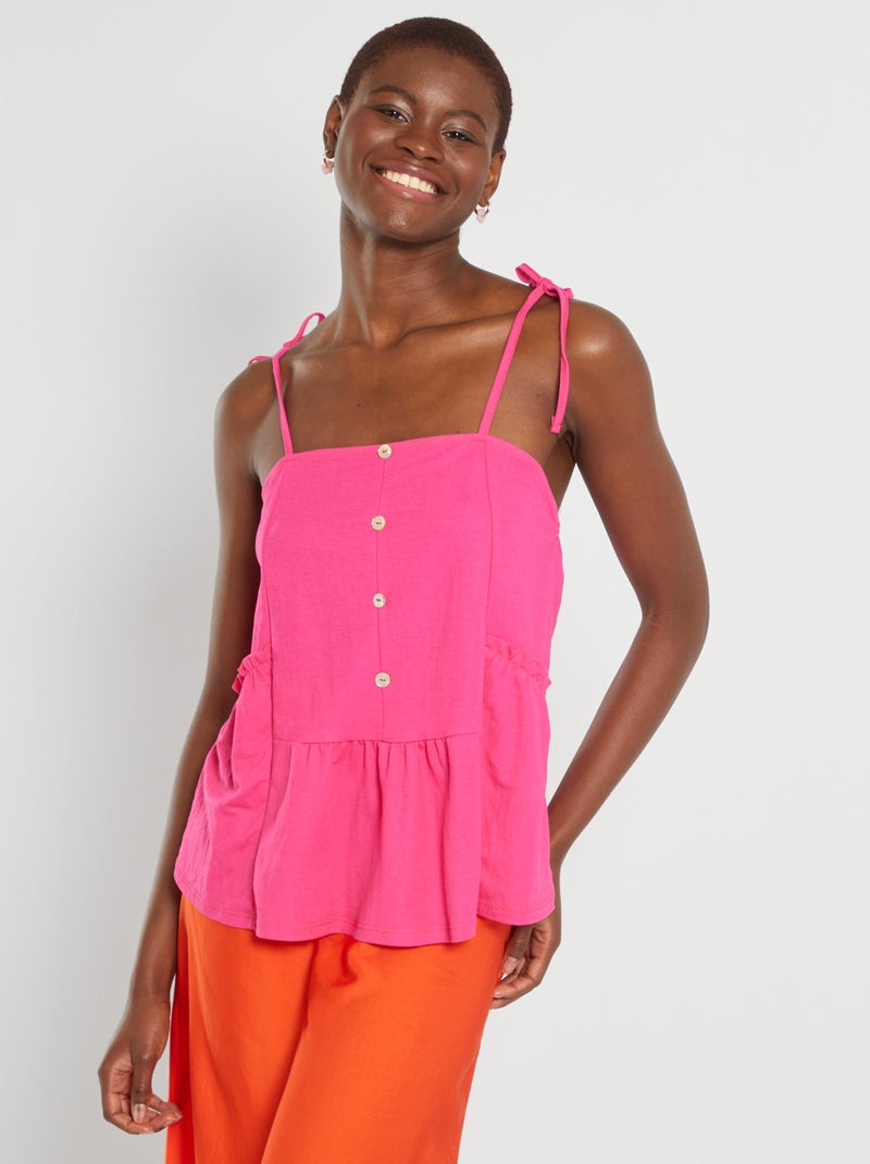 Top com alças finas para atar Fuxia - Kiabi