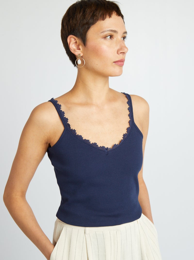 Top com alças finas PRETO - Kiabi