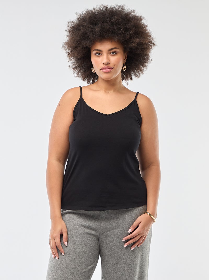 Top com alças finas Preto - Kiabi